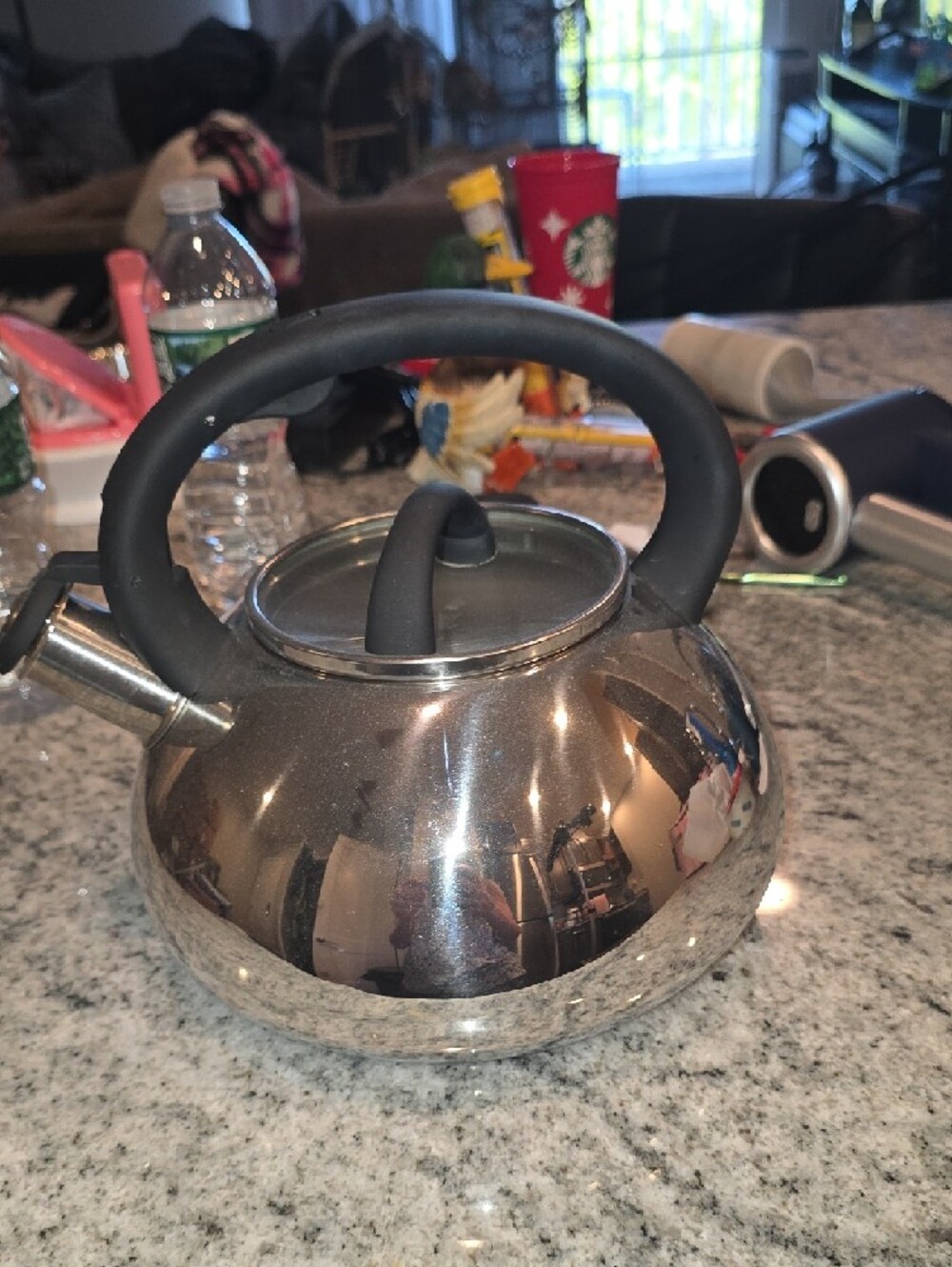 Classic Stainless Steel Whistling Kettle with Black Handle - Picture 6 of 9